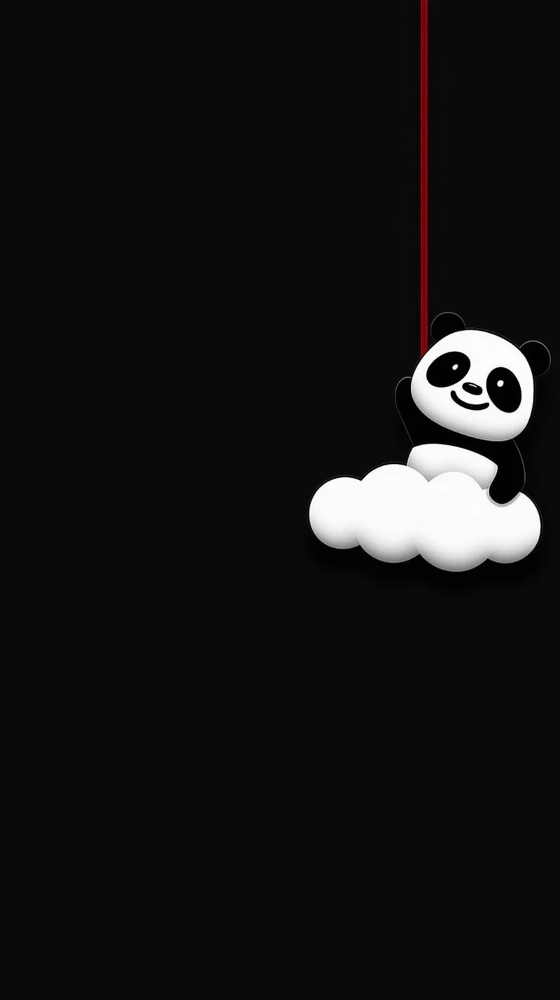Minimal Panda on Cloud with Neon Line Dark Wallpaper - Panda Wallpapers mobile Wallpaper | Picmaze