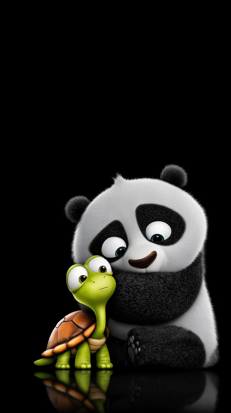Cute Panda Hugging Turtle 3D Cartoon Wallpaper HD - 3D Wallpaper mobile Wallpaper | Picmaze