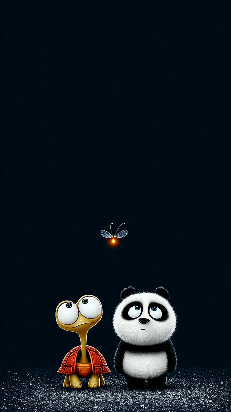 Cute Panda and Turtle Firefly Night 3D Wallpaper - 3D Wallpaper mobile Wallpaper | Picmaze