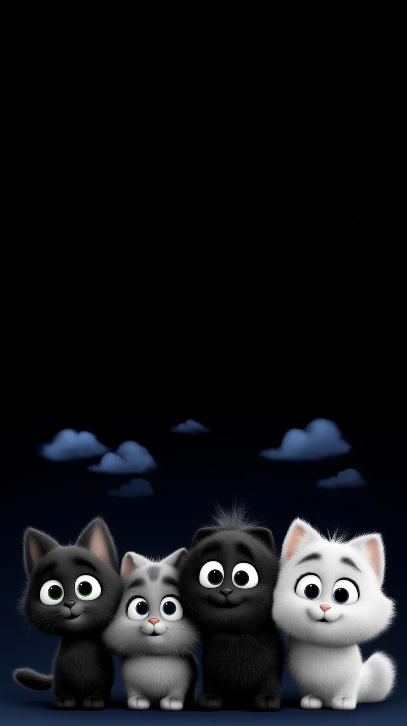 Adorable Night Kittens with Soft Clouds 4K Wallpaper - Cat Wallpapers mobile Wallpaper | Picmaze