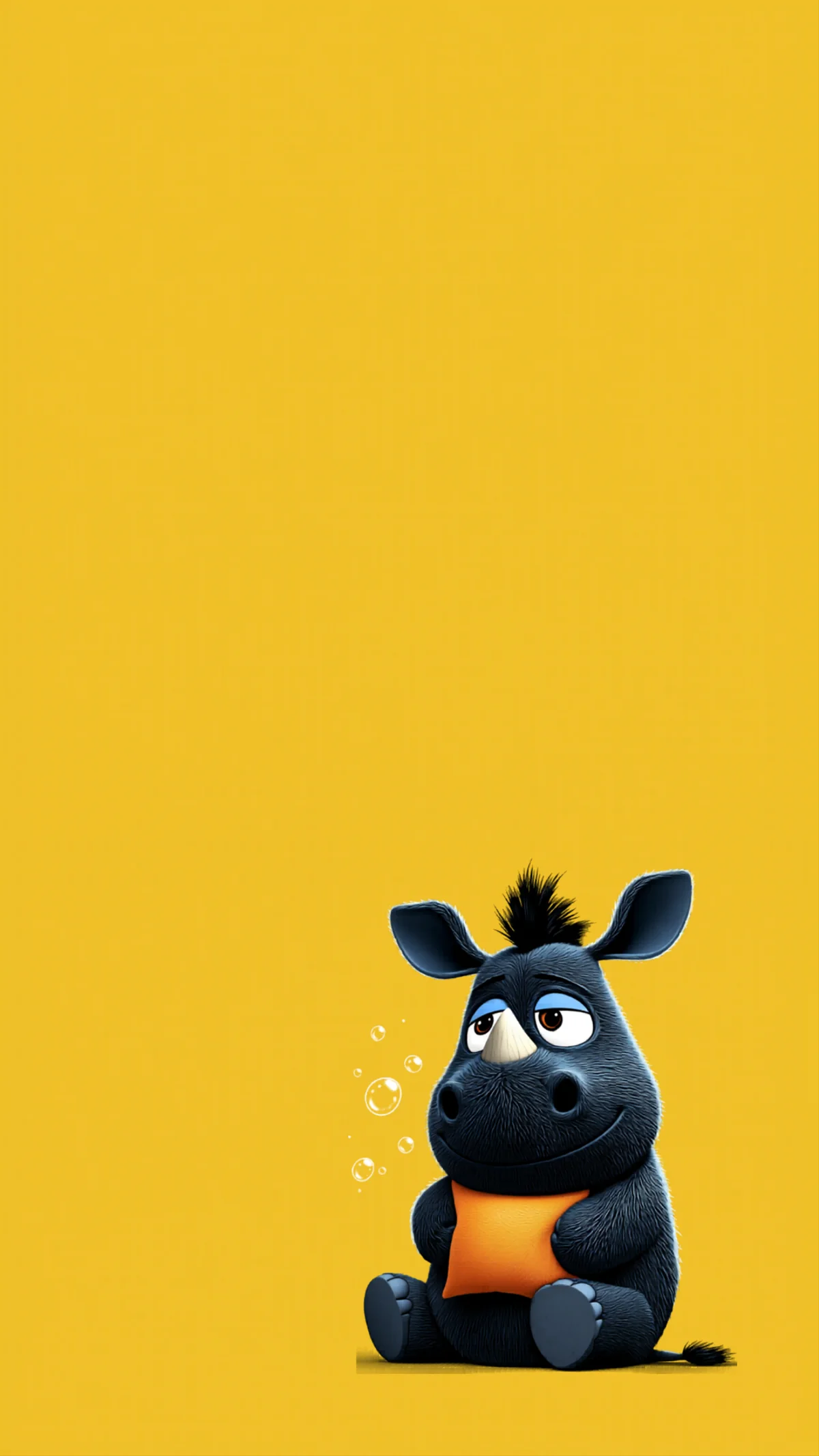 Cute Rhino Pillow Cartoon Minimal Yellow Aesthetic Wallpaper wallpaper - 3D Wallpaper | Picmaze