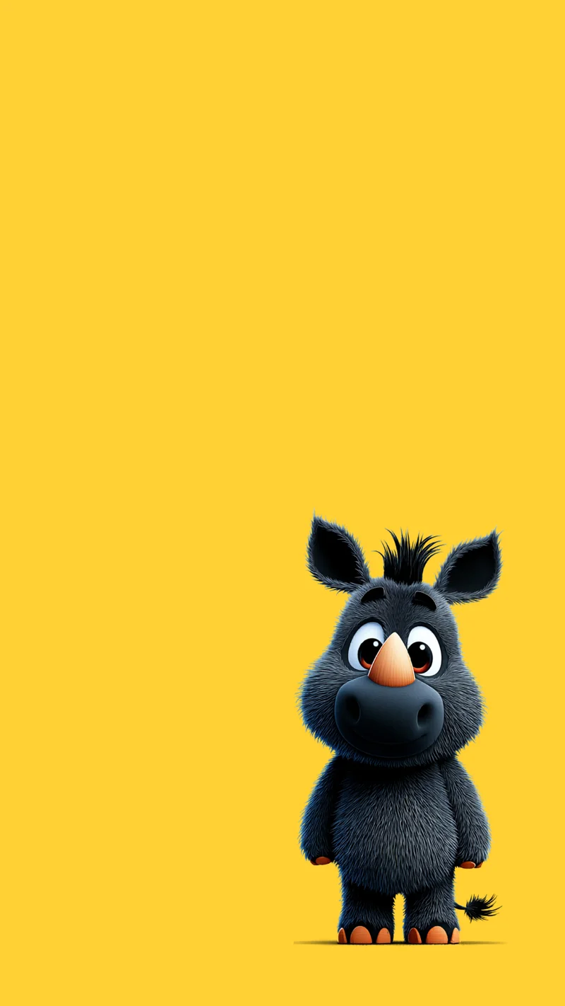  Playful Cute Rhino Minimal Yellow Aesthetic Wallpaper - 3D Wallpaper mobile Wallpaper | Picmaze
