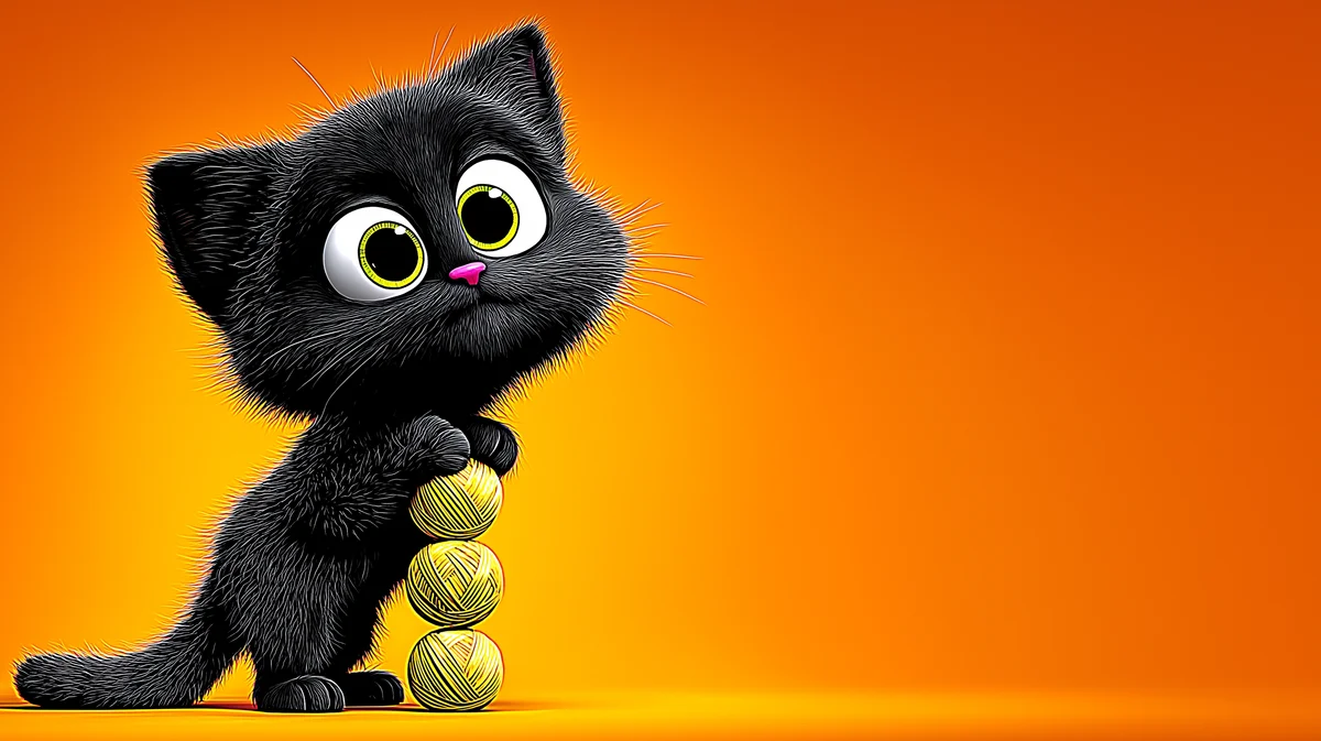 Cute Black Kitten Orange Glow Cartoon Wallpaper Art wallpaper - Cat Wallpapers | Picmaze