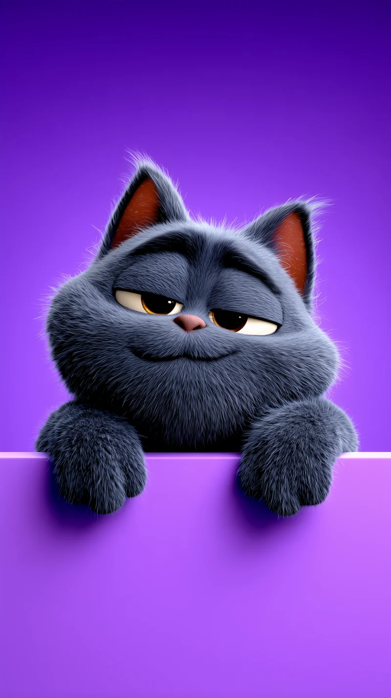 Smirking Fluffy Grey Cat Purple 4K Phone Wallpaper Wallpaper | Picmaze