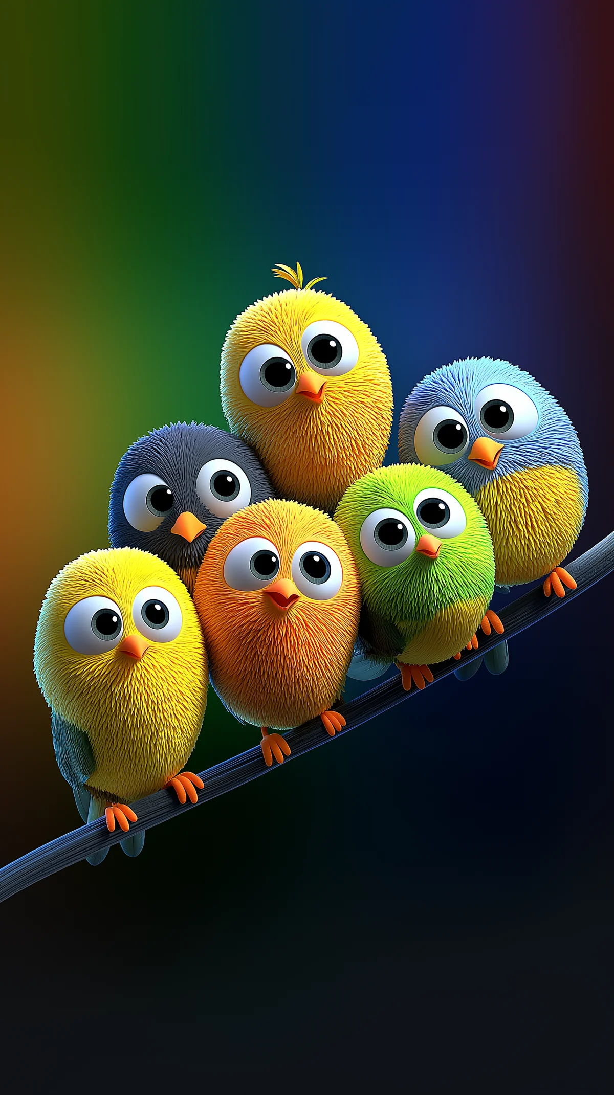 Vibrant Cute Birds Wallpaper with Colorful Gradient Glow wallpaper - Bird Wallpapers | Picmaze