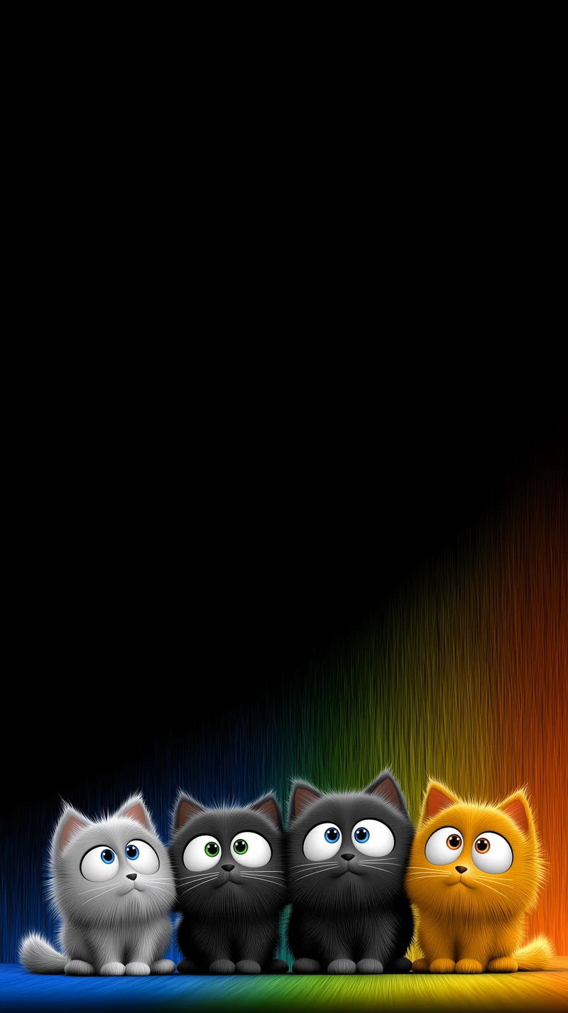Colorful Cute Cats Wallpaper with Minimal Dark Gradient Background ...