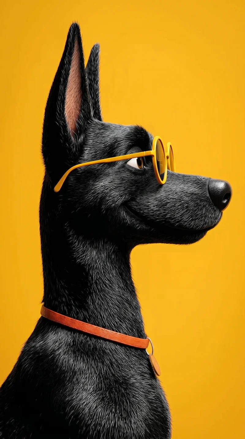 Stylish Black Dog Wallpaper with Yellow Glasses Art - Dogs wallpaper mobile Wallpaper | Picmaze