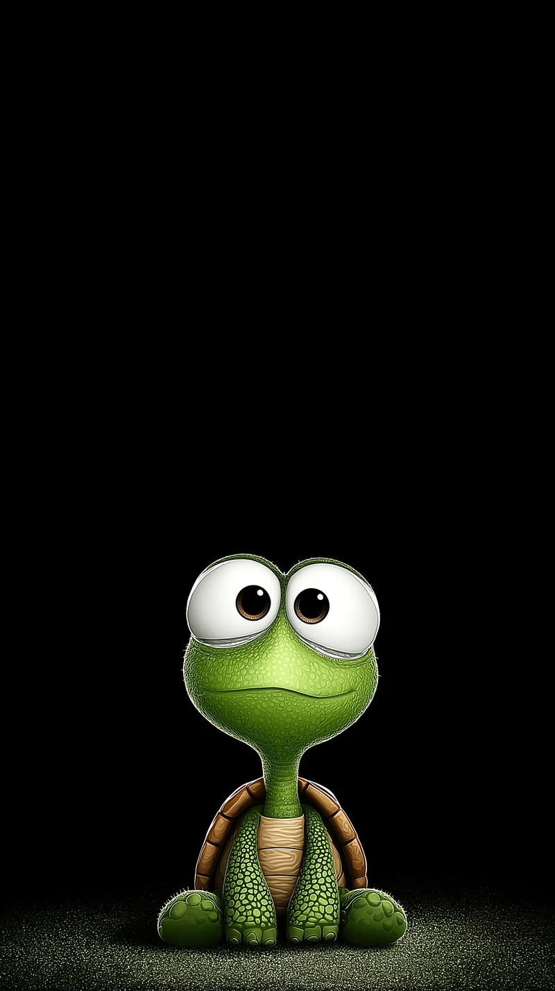 Minimal Cute Turtle Cartoon Wallpaper for AMOLED Phones - Turtle mobile Wallpaper | Picmaze