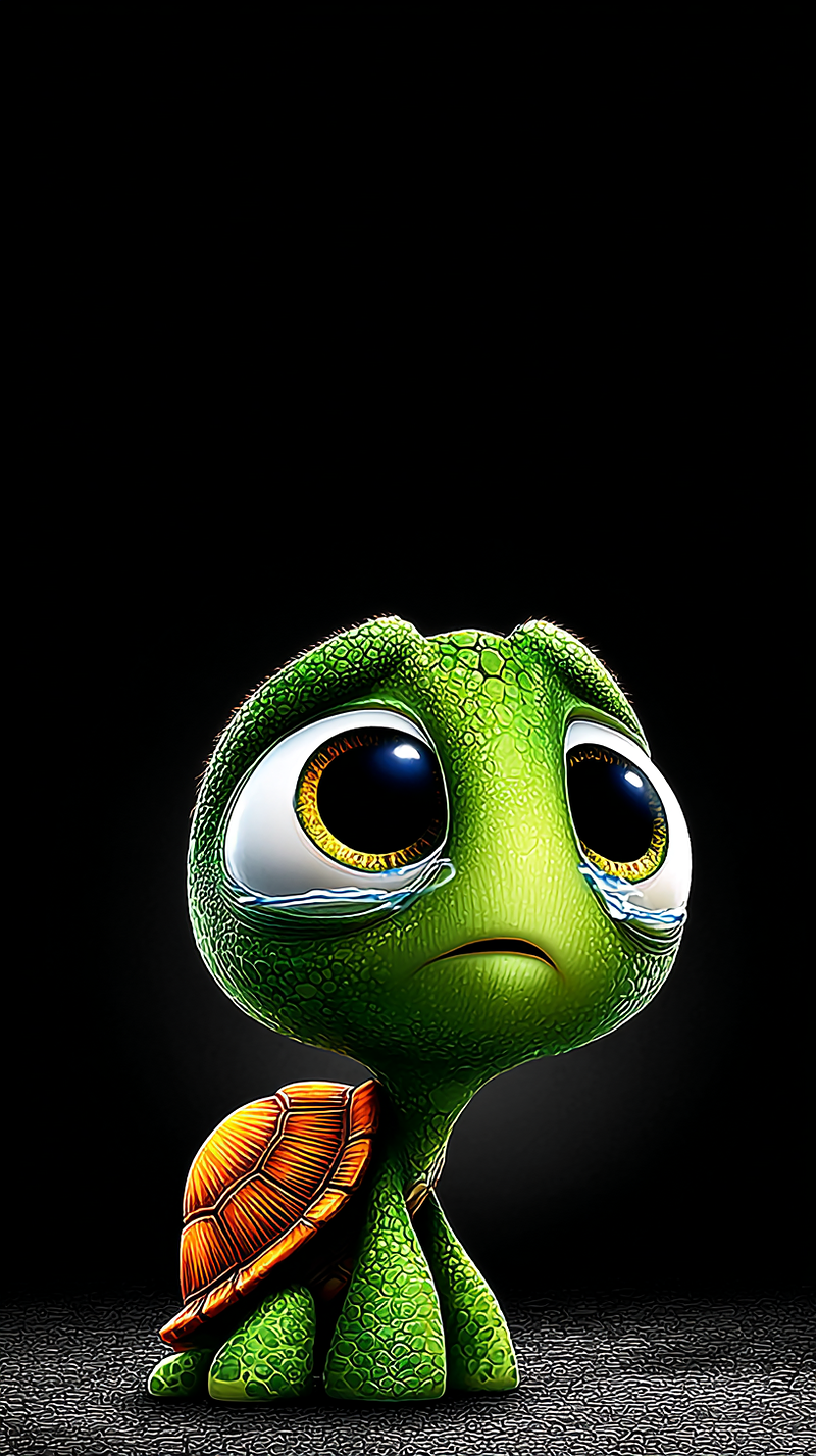Sad Crying Baby Turtle Android Wallpaper – Big Eyes Emotional Turtle ...