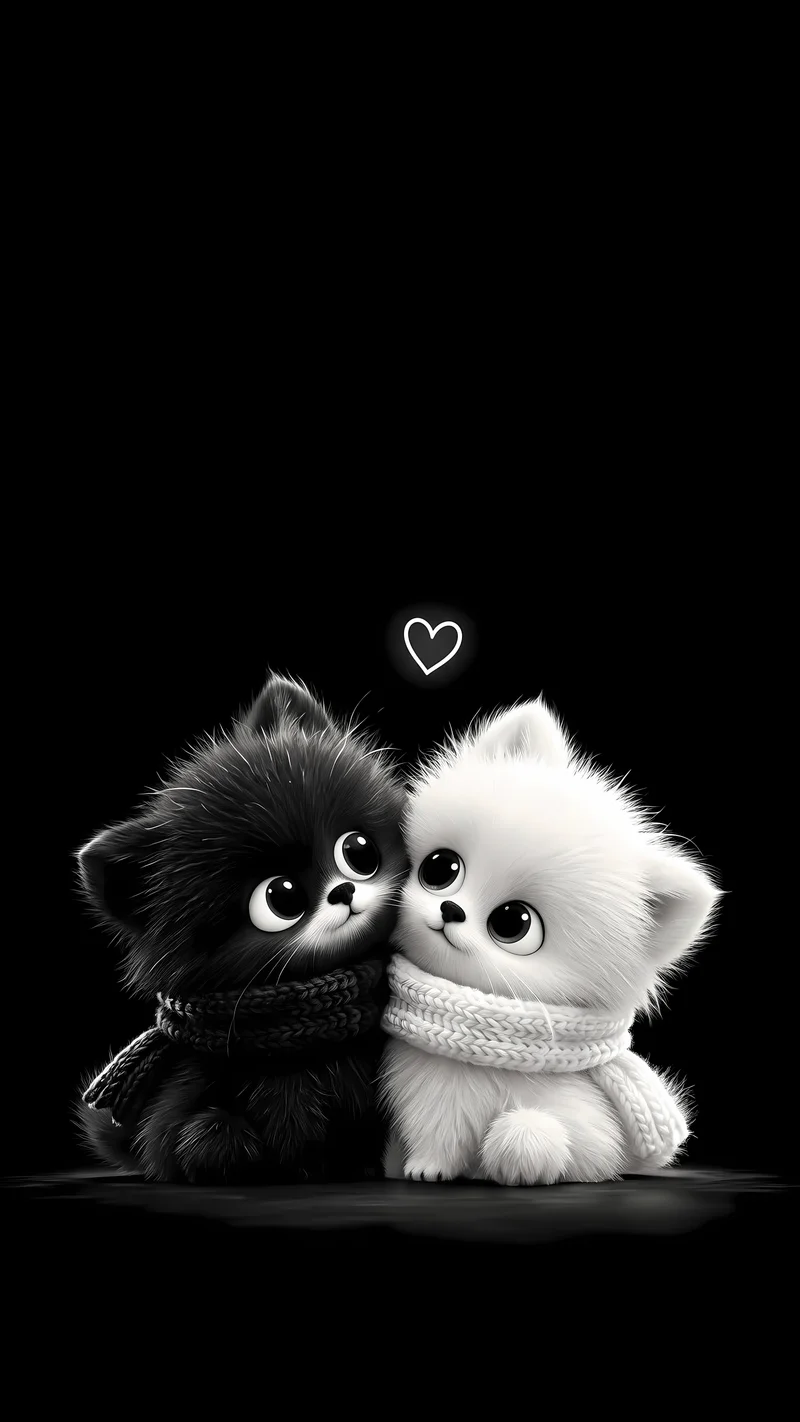 Black and White Cute Kittens AMOLED 4K Phone Wallpaper Wallpaper | Picmaze