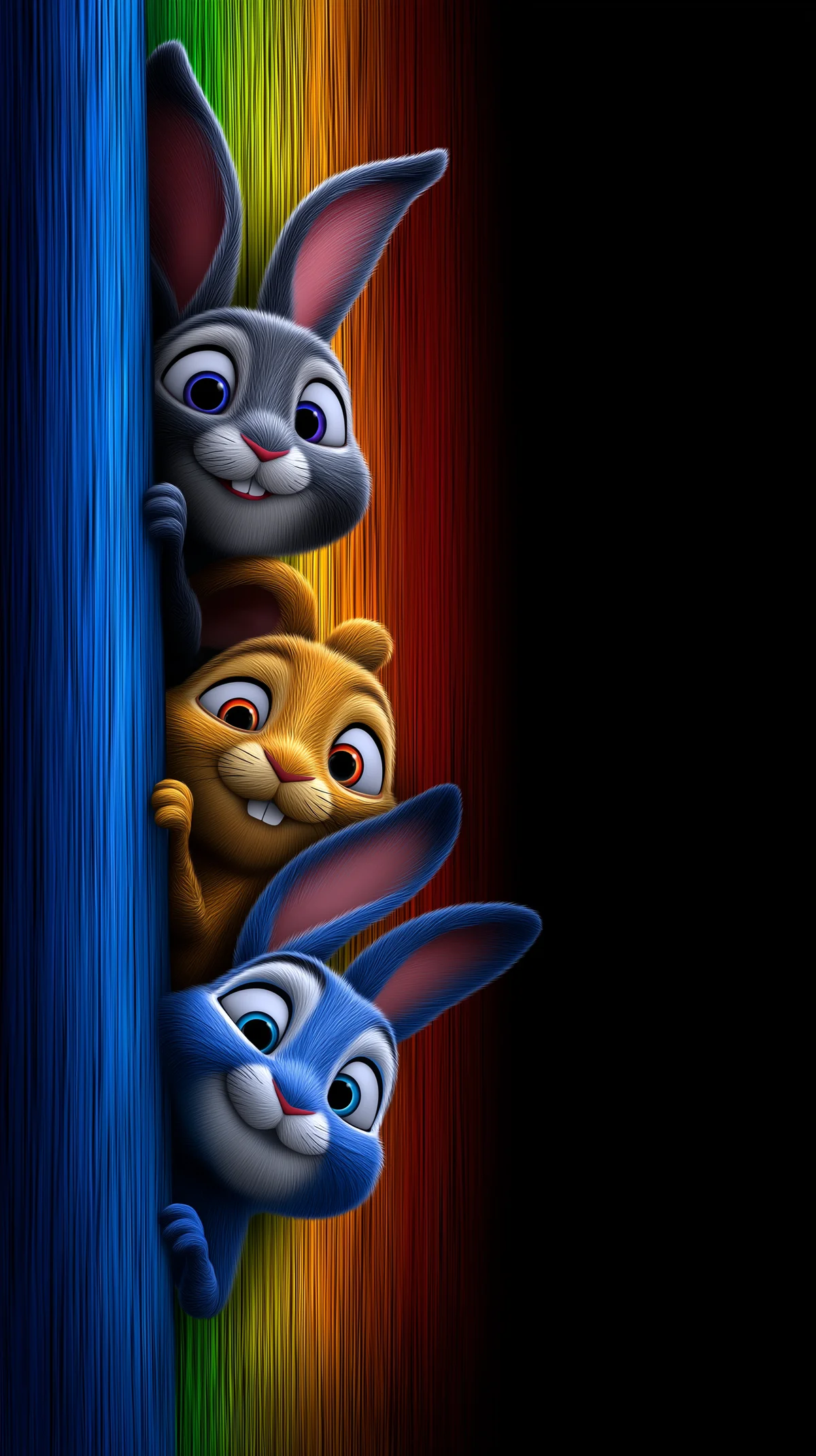 Cute Bunny Peek Wallpaper with Vertical Rainbow Light Streaks wallpaper - Bunny Wallpapers | Picmaze