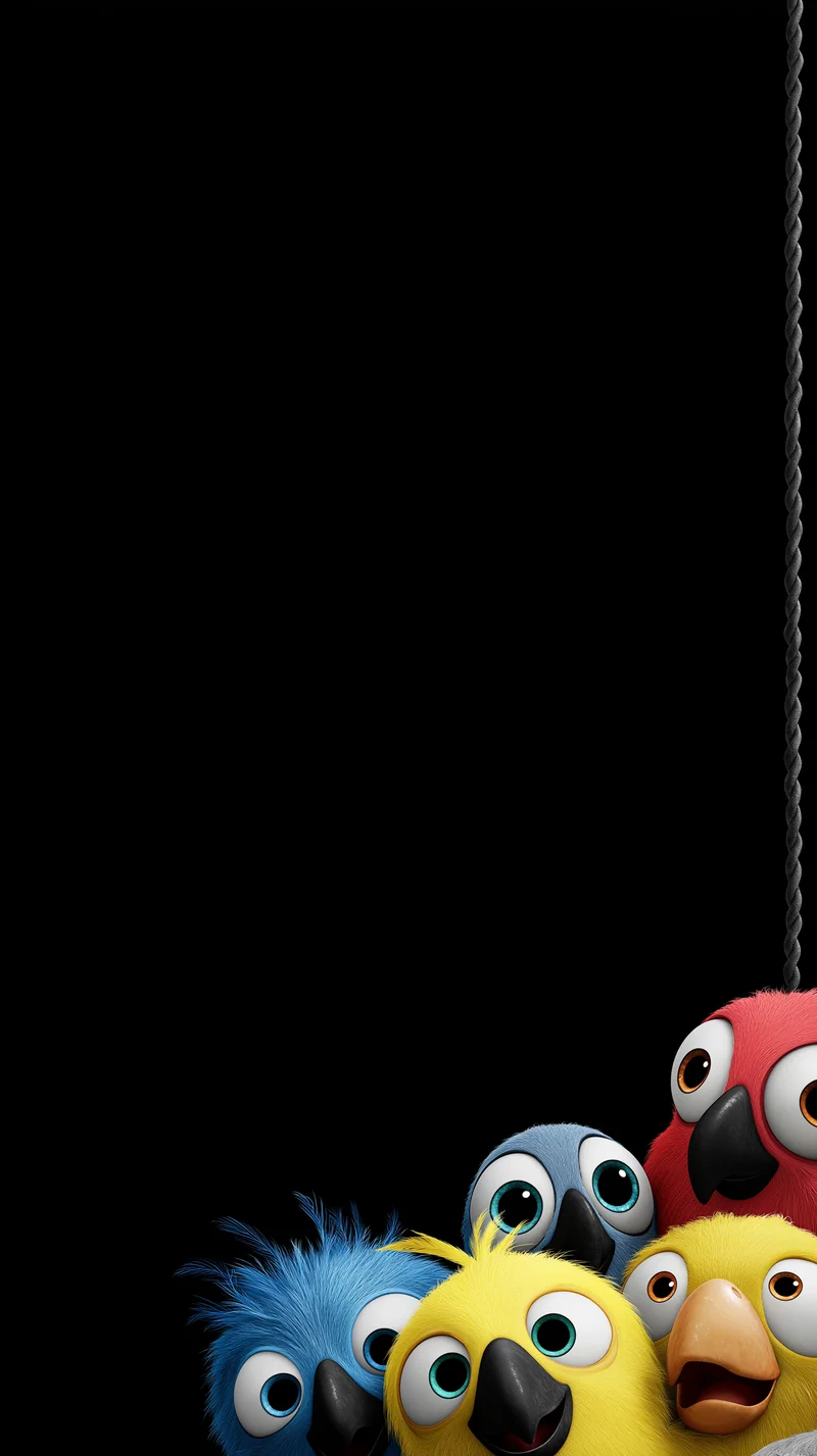 Playful Cartoon Birds Peeking Corner Minimal Dark Wallpaper - Bird Wallpapers mobile Wallpaper | Picmaze