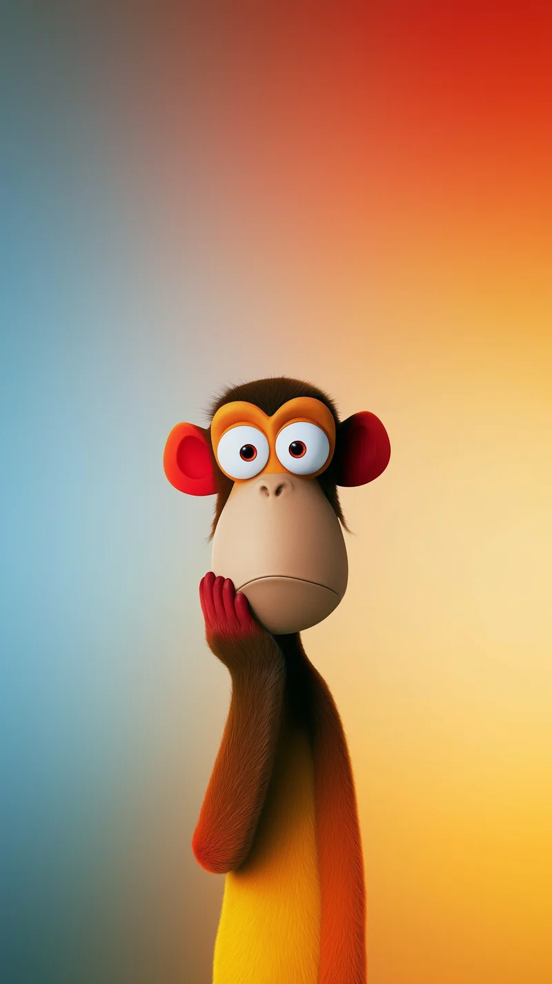 Curious Cartoon Monkey Gradient Colorful 4K Phone Wallpaper Wallpaper | Picmaze