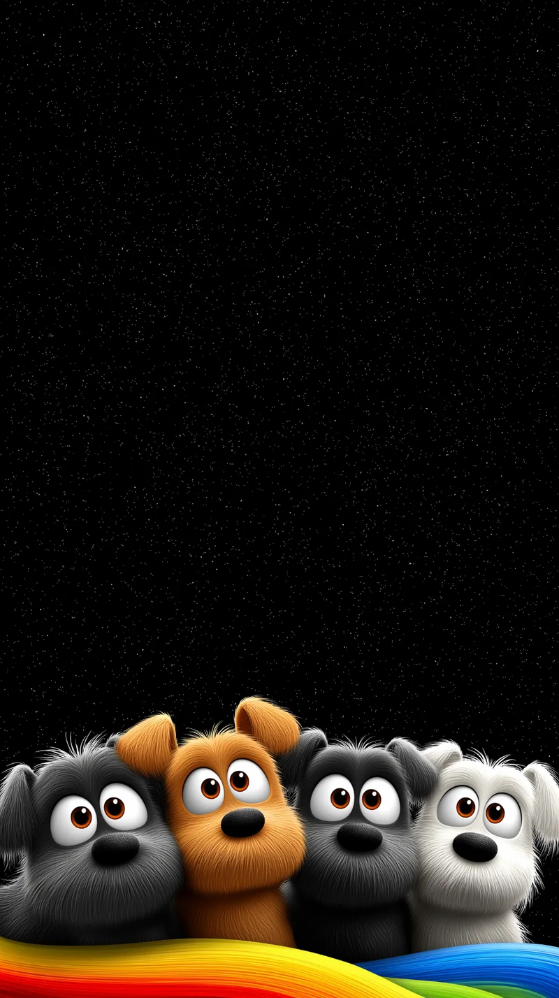  Cute Cartoon Dog Squad Under Starry Night Wallpaper Wallpaper | Picmaze