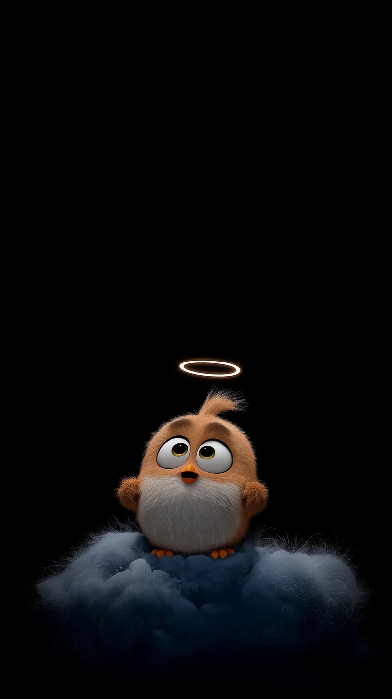 Soft Angel Chick on Cloud Dark Minimal Cute Wallpaper Wallpaper | Picmaze