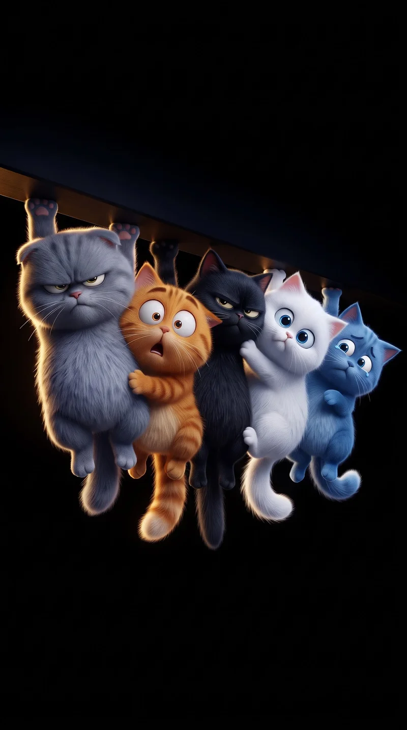 Funny Hanging Cats Dark AMOLED 4K Phone Wallpaper Wallpaper | Picmaze
