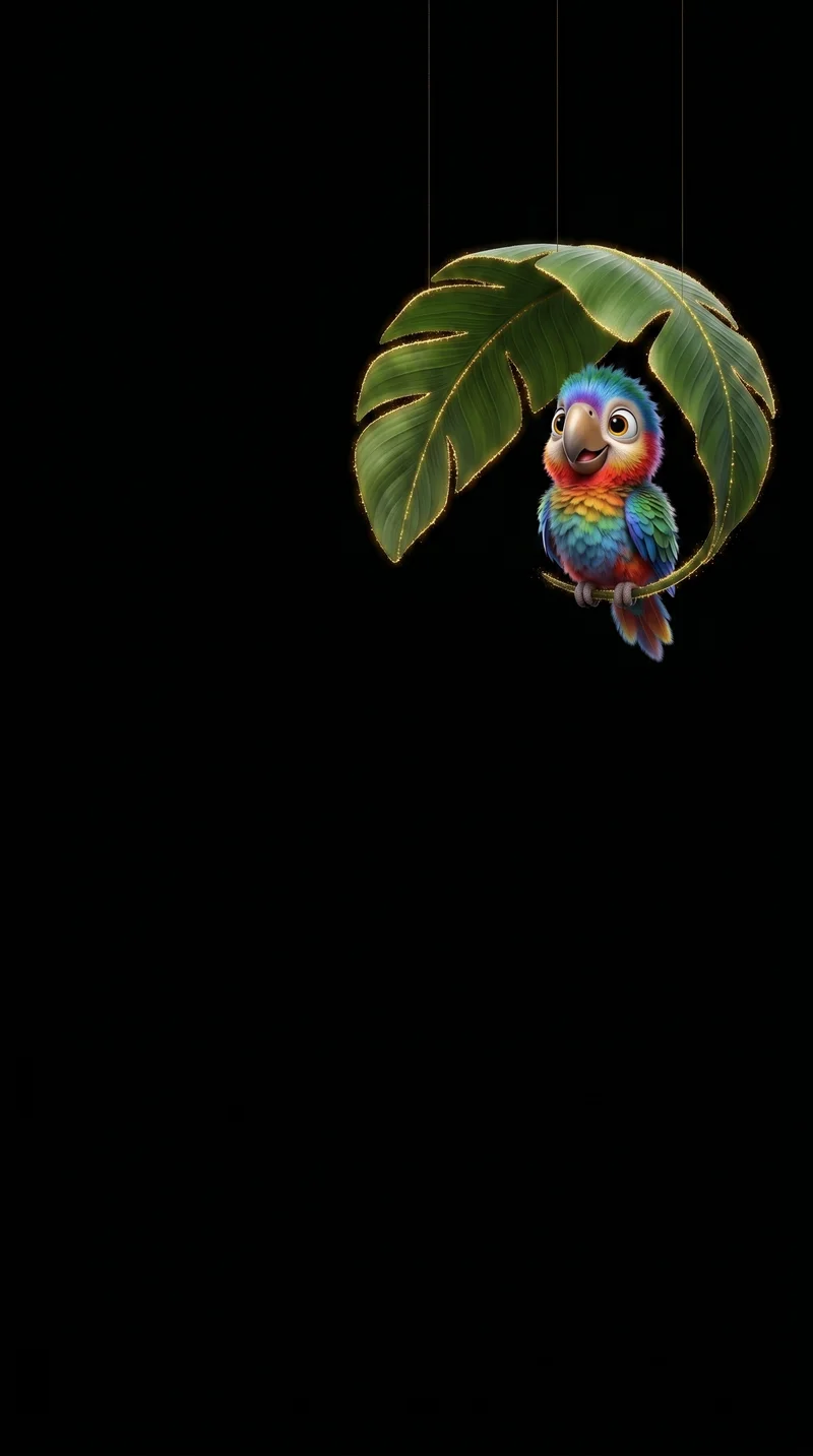 Cute Rainbow Parrot Leaf Wallpaper for Dark AMOLED - parrots mobile Wallpaper | Picmaze