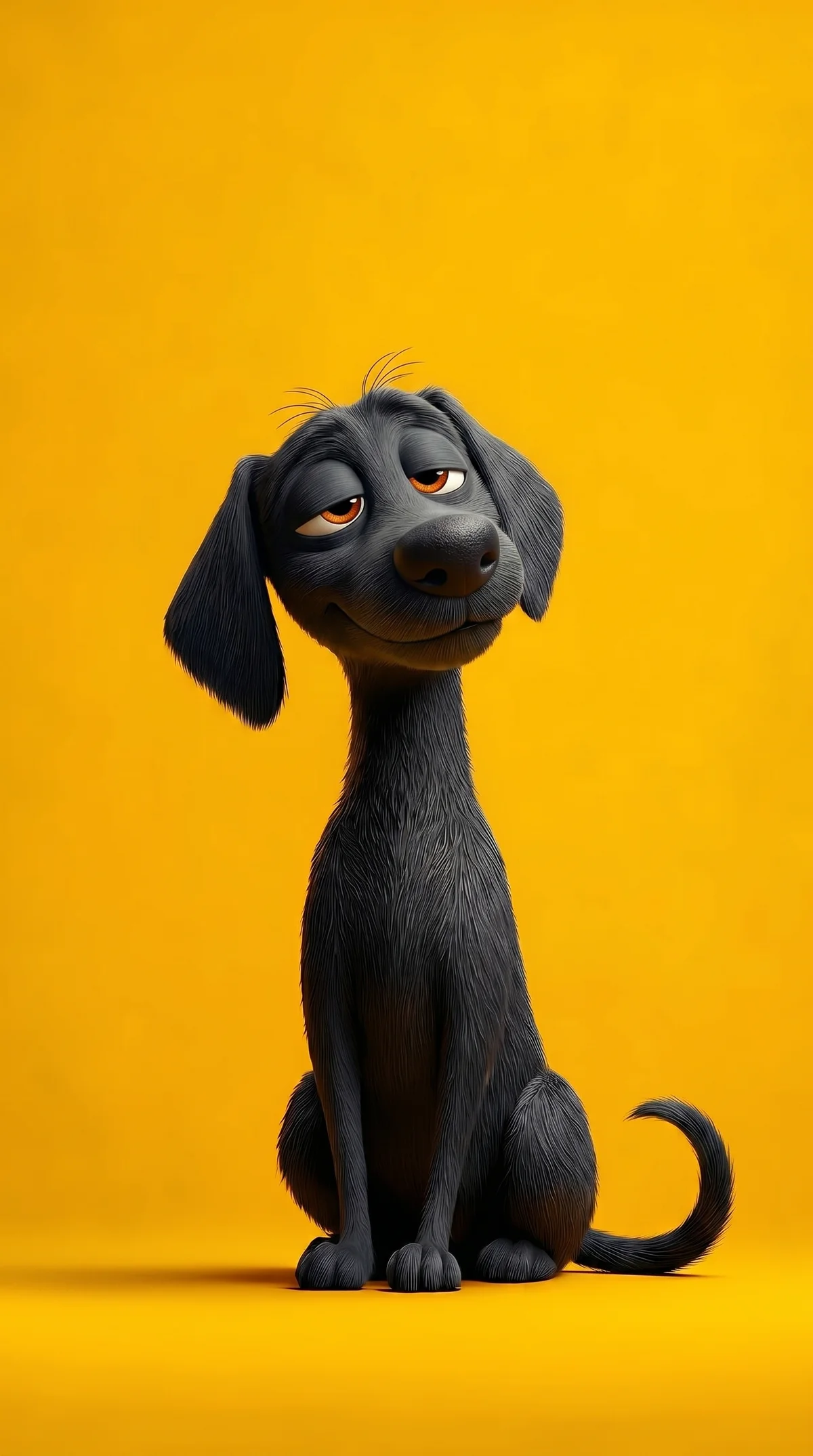Sleepy Black Cartoon Dog Yellow Aesthetic Wallpaper wallpaper - Dogs wallpaper | Picmaze