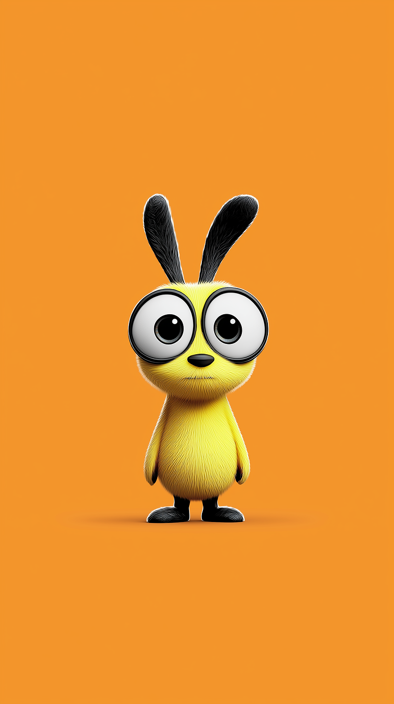 Cute Yellow Cartoon Bunny Wallpaper with Orange Background | Picmaze