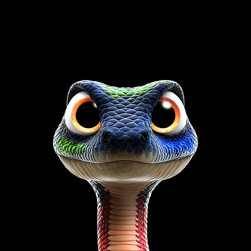 Cute Big-Eyed Colorful Snake 4K Cartoon Profile Picture profile picture