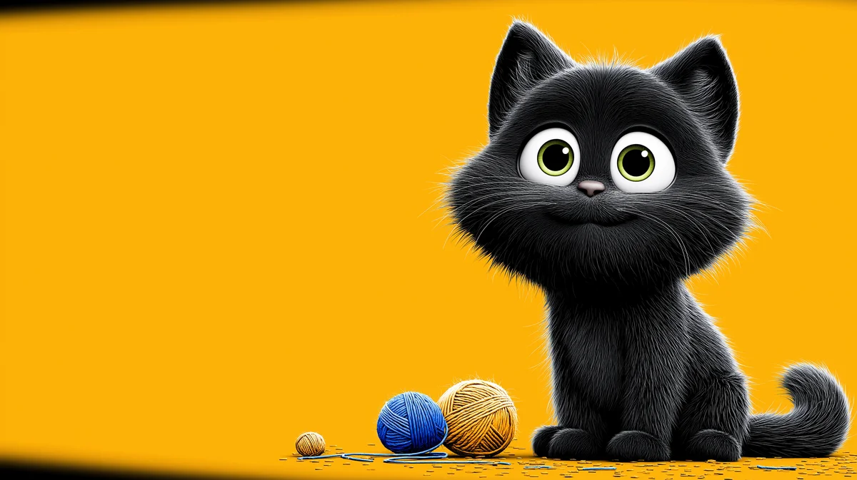 Smiling Black Kitten Cartoon Wallpaper with Orange Glow wallpaper - Cat Wallpapers | Picmaze