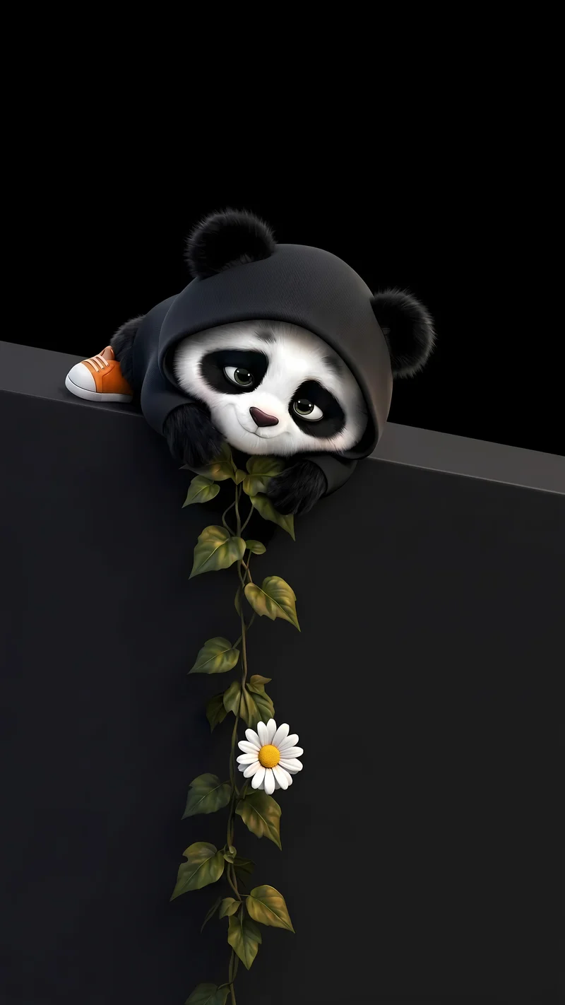 Cute Panda Hoodie Vine Dark AMOLED Phone Wallpaper Wallpaper | Picmaze