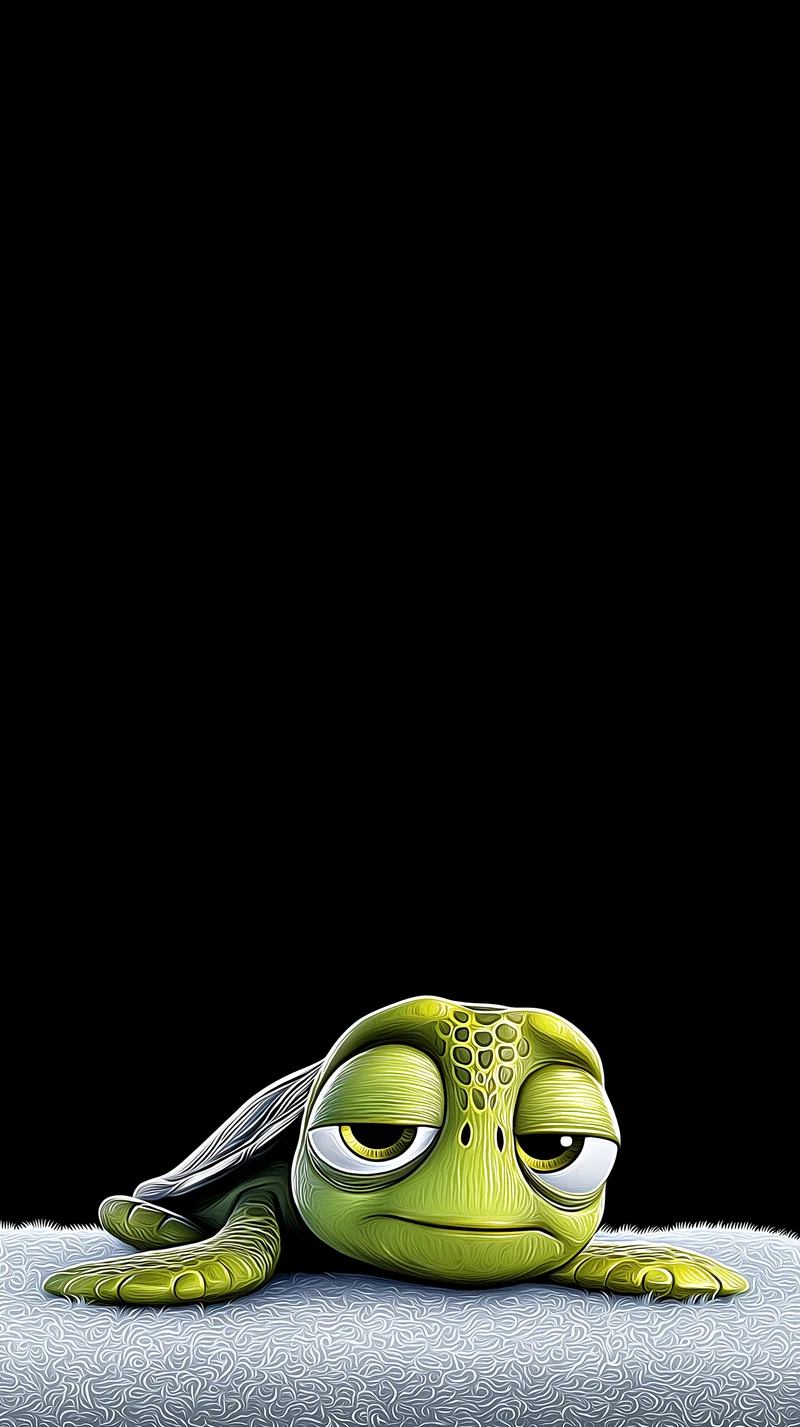 Sleepy Turtle Minimal Dark Wallpaper for AMOLED Screens - Turtle mobile Wallpaper | Picmaze