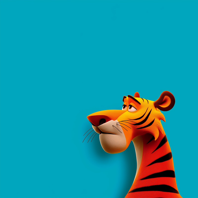 Cute Cartoon Tiger Wallpaper – Funny Big‑Eyes Orange Tiger Cyan Background profile picture