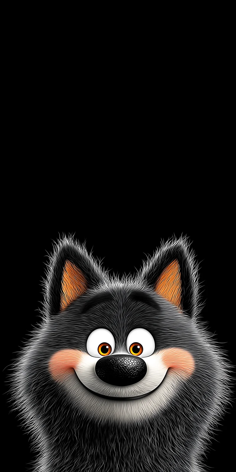 Cute Smiling Wolf Wallpaper for Dark AMOLED Screens - ios wallpapers mobile Wallpaper | Picmaze