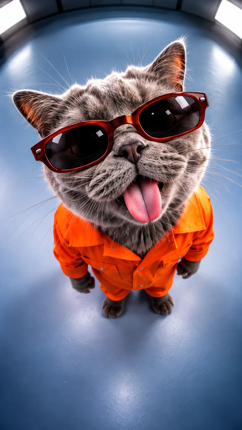 Cat in Orange Jumpsuit and Sunglasses 4K Phone Wallpaper Wallpaper | Picmaze
