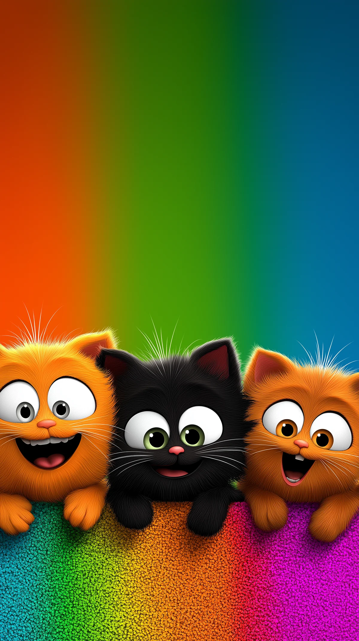 Happy Cartoon Kittens on Vibrant Rainbow Texture Wallpaper wallpaper - Cat Wallpapers | Picmaze