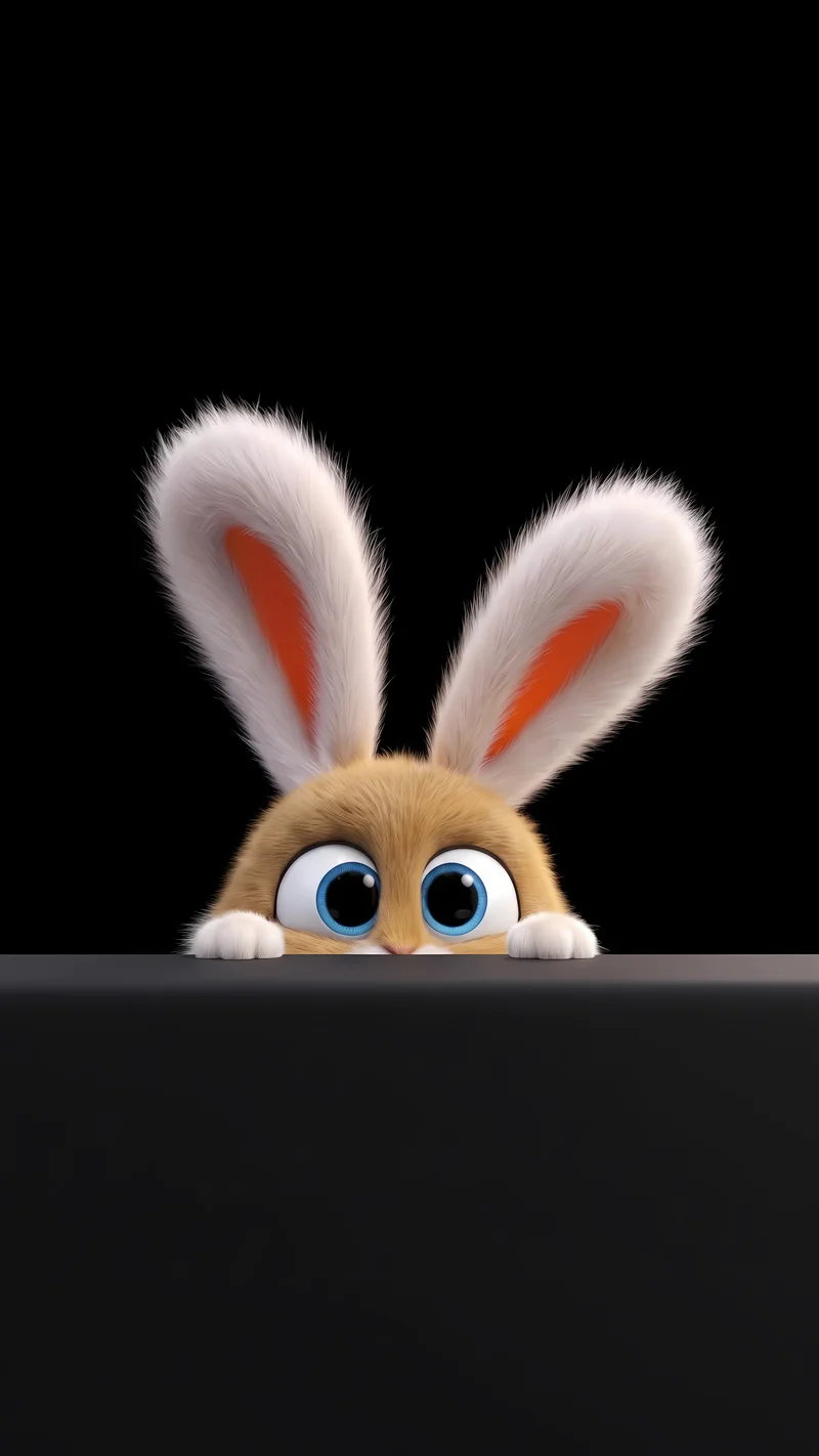 Cute Peeking Bunny Minimalist AMOLED 4K Phone Wallpaper Wallpaper | Picmaze