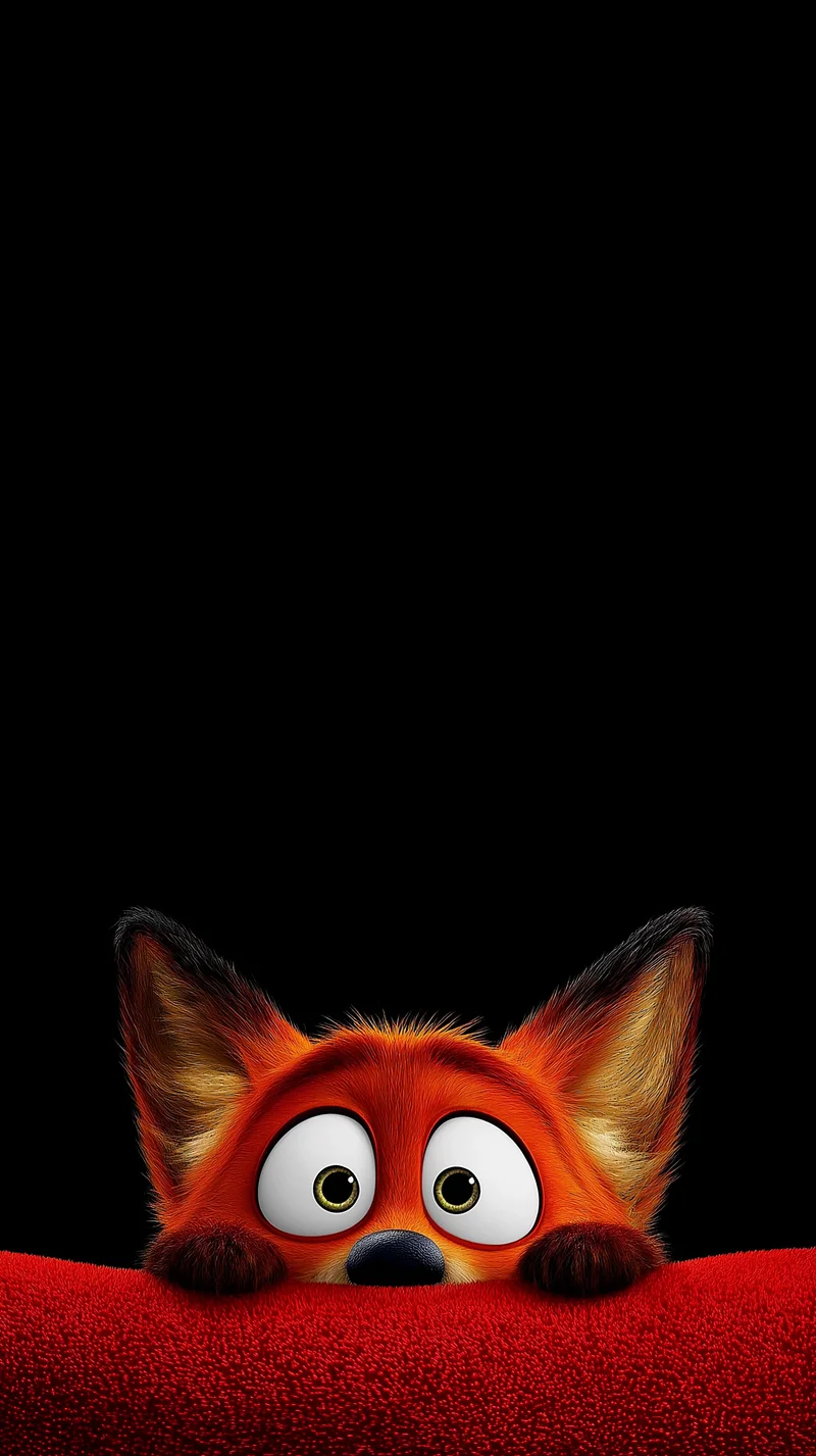 Cute Peeky Fox Wallpaper with Black and Red Aesthetic - Cute Animal Wallpapers mobile Wallpaper | Picmaze