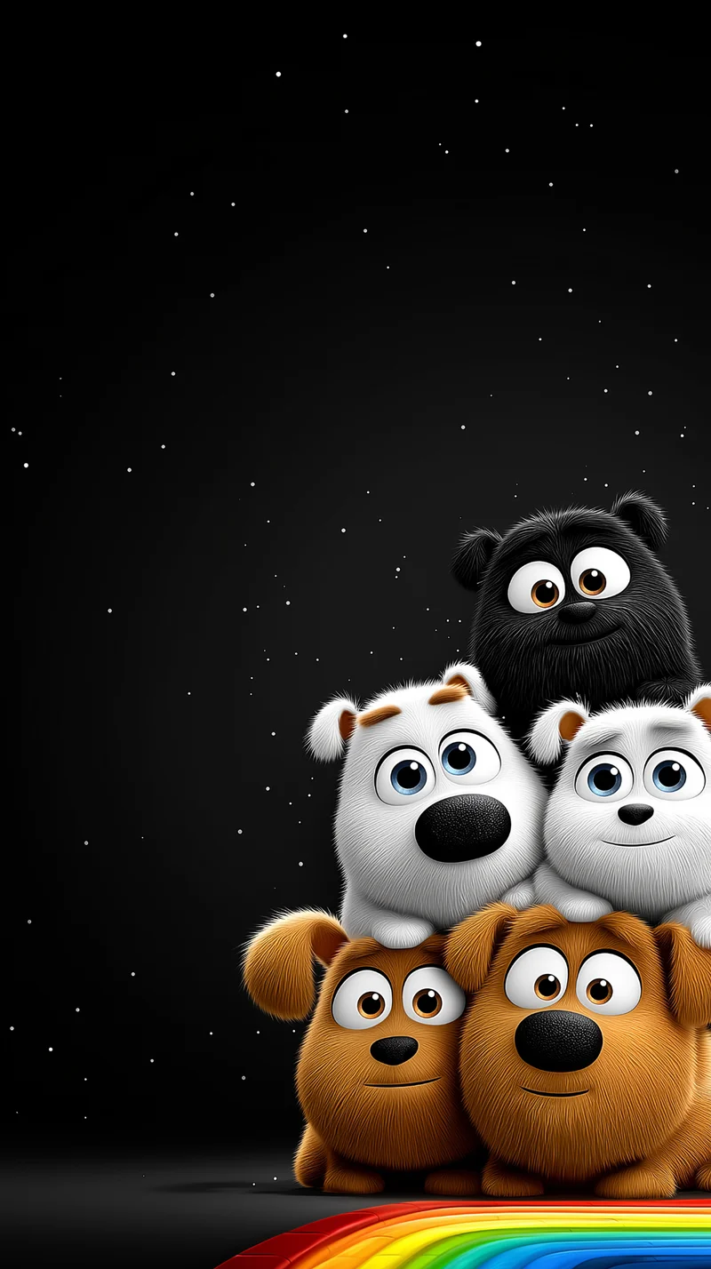 Cute Stacked Puppy Wallpaper with Dark Starry Aesthetic Wallpaper | Picmaze