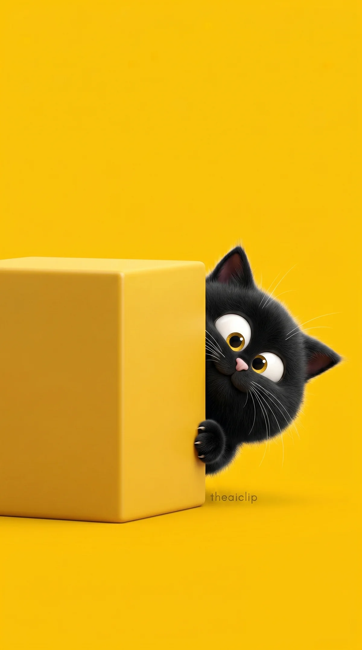 Curious Black Kitten Peek Wallpaper in Bright Yellow wallpaper - Cat Wallpapers | Picmaze