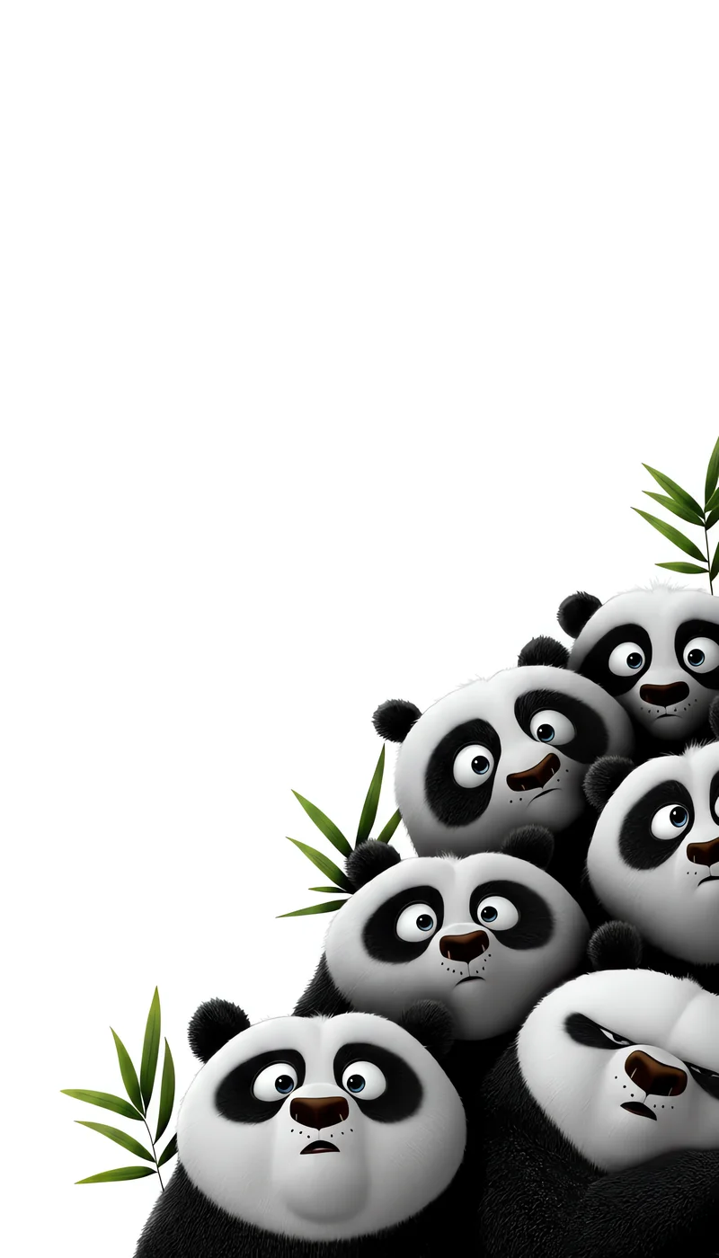 Cute Panda Cluster Bottom Corner Minimal White Space Wallpaper - Panda Wallpapers mobile Wallpaper | Picmaze