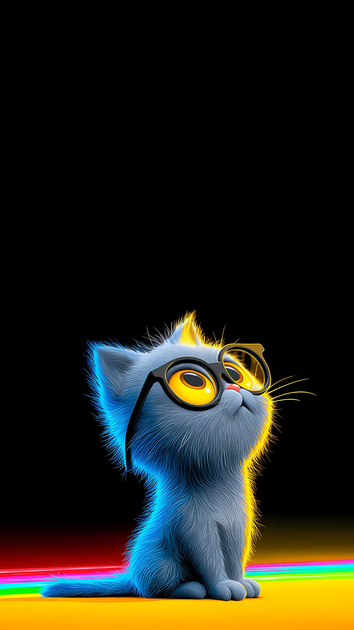 Cute Nerd Cat Wallpaper with Neon Glasses Glow wallpaper - ios wallpapers | Picmaze