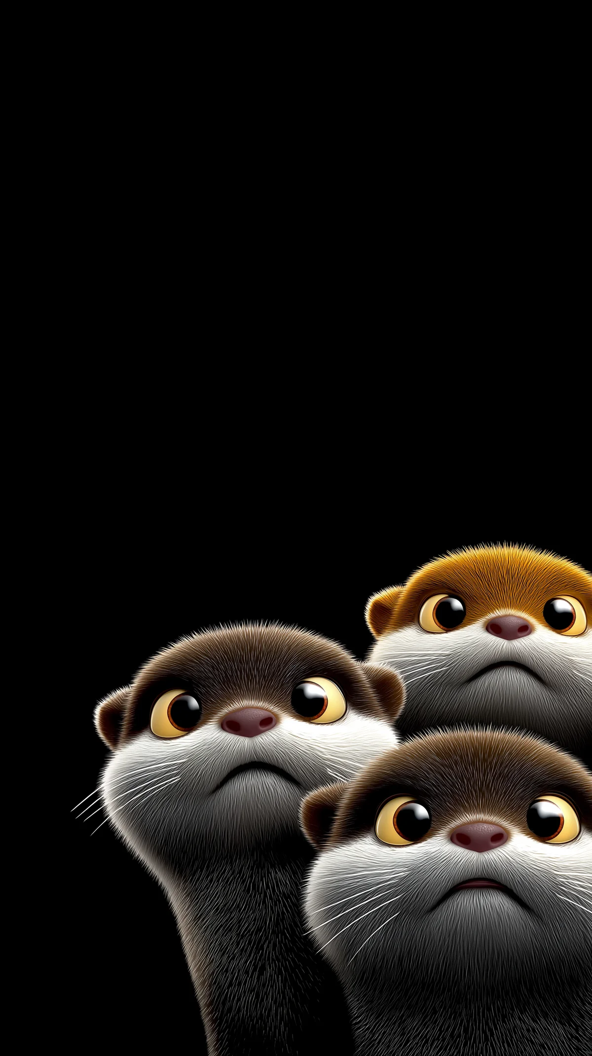 Cute 3D Otter Trio Wallpaper Black Background HD wallpaper - Otters | Picmaze