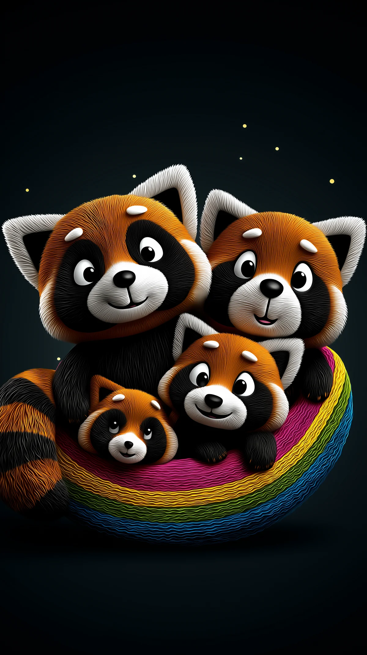 Cute Red Panda Family Rainbow Wallpaper for Mobile Screens wallpaper - Panda Wallpapers | Picmaze