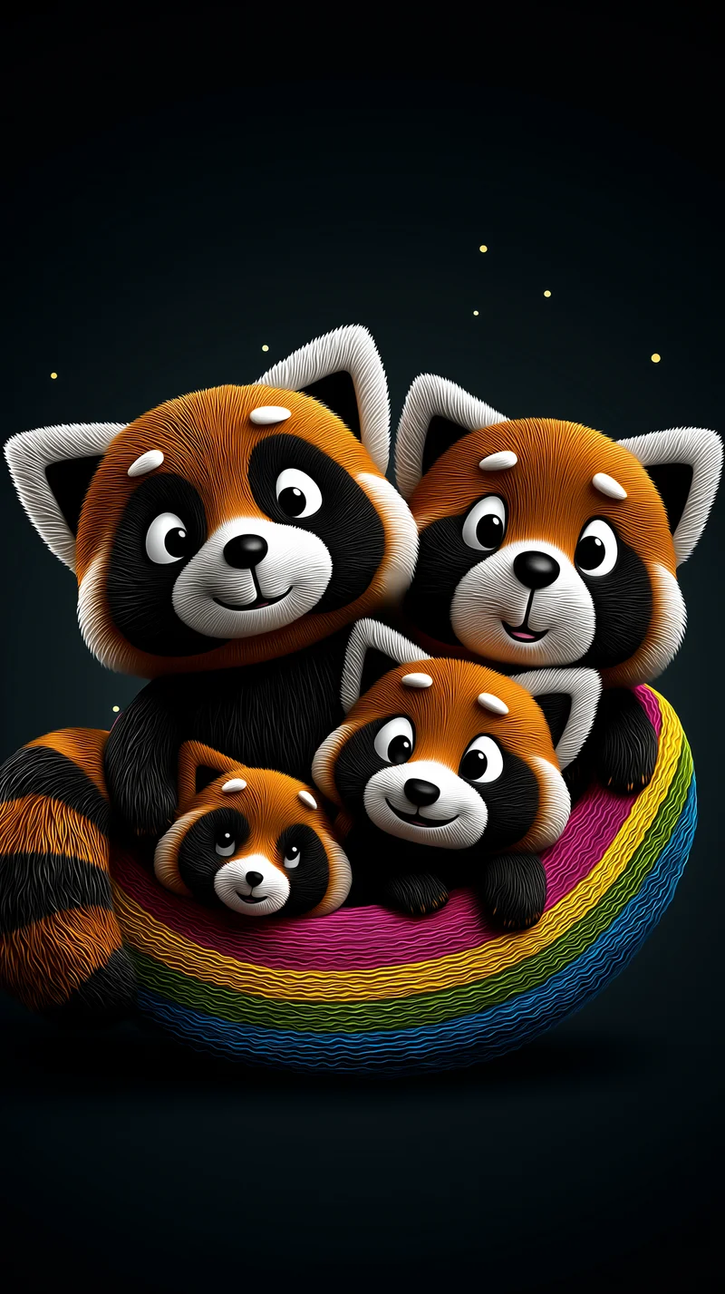 Cute Red Panda Family Rainbow Wallpaper for Mobile Screens - Panda Wallpapers mobile Wallpaper | Picmaze