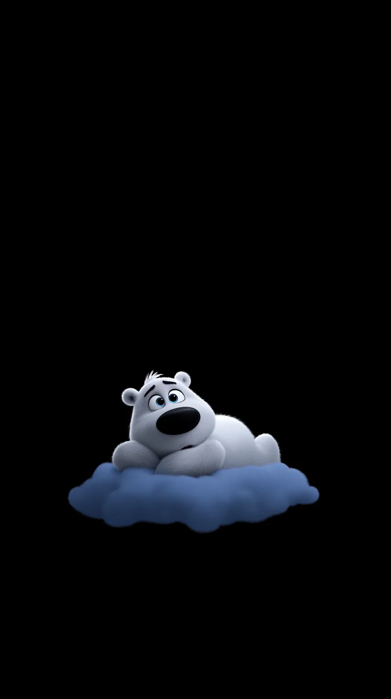 Dreamy Polar Bear on Cloud Minimal Black Wallpaper - polar bear wallpapers mobile Wallpaper | Picmaze