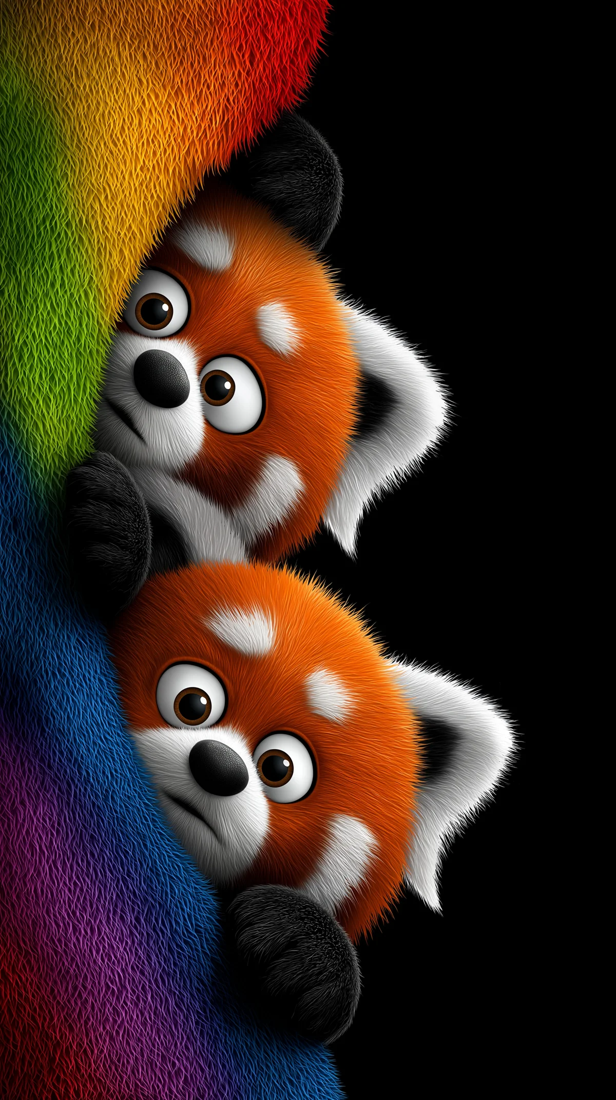Cute Red Panda Duo Rainbow Edge AMOLED Wallpaper wallpaper - Panda Wallpapers | Picmaze