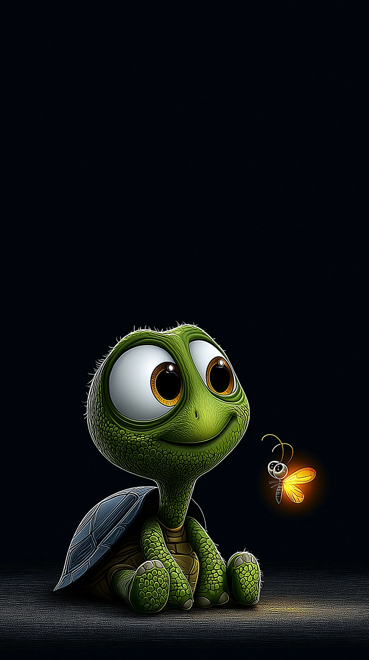 Cute Green Turtle and Firefly Minimal Dark Wallpaper wallpaper - Turtle | Picmaze