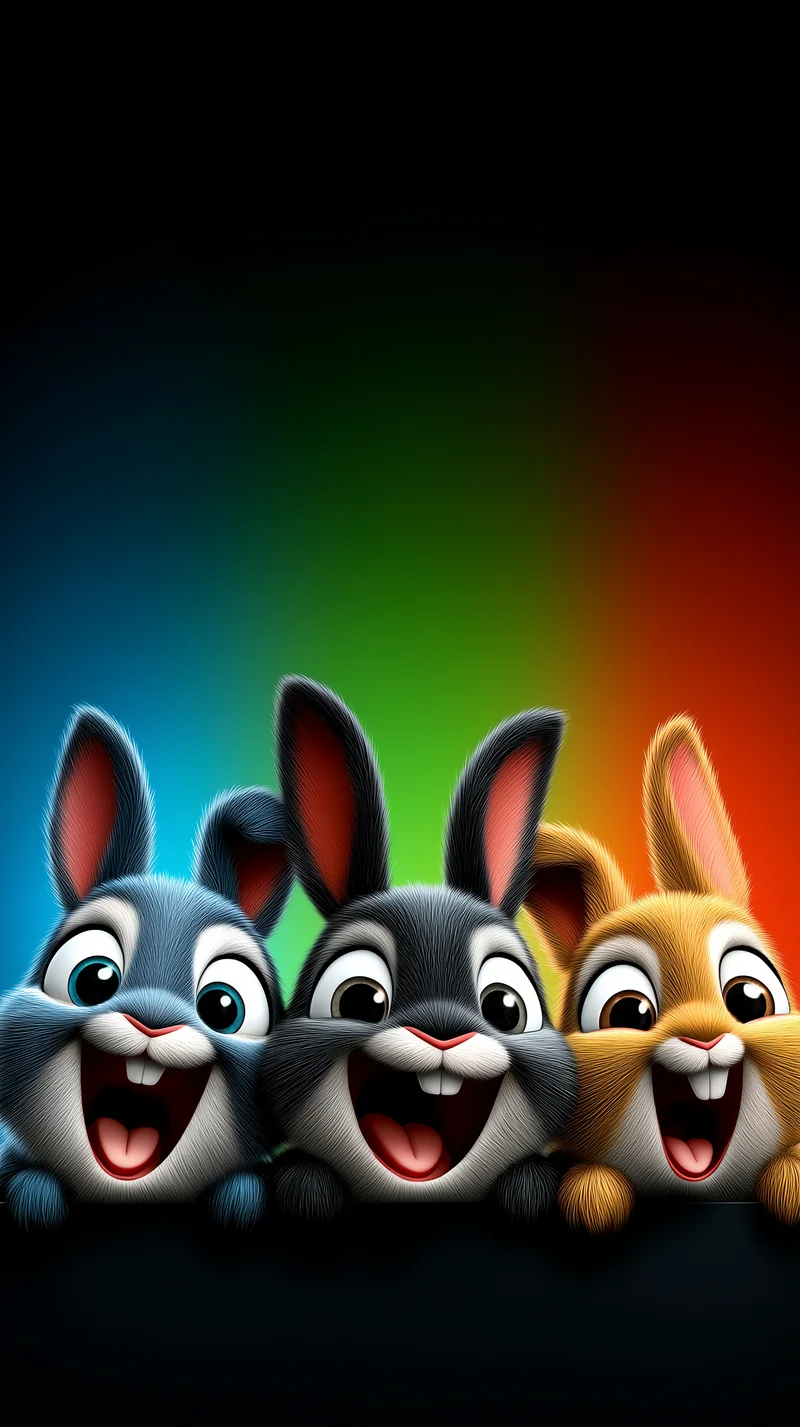 Happy Bunny Friends Wallpaper with Colorful Gradient Background - Bunny Wallpapers mobile Wallpaper | Picmaze