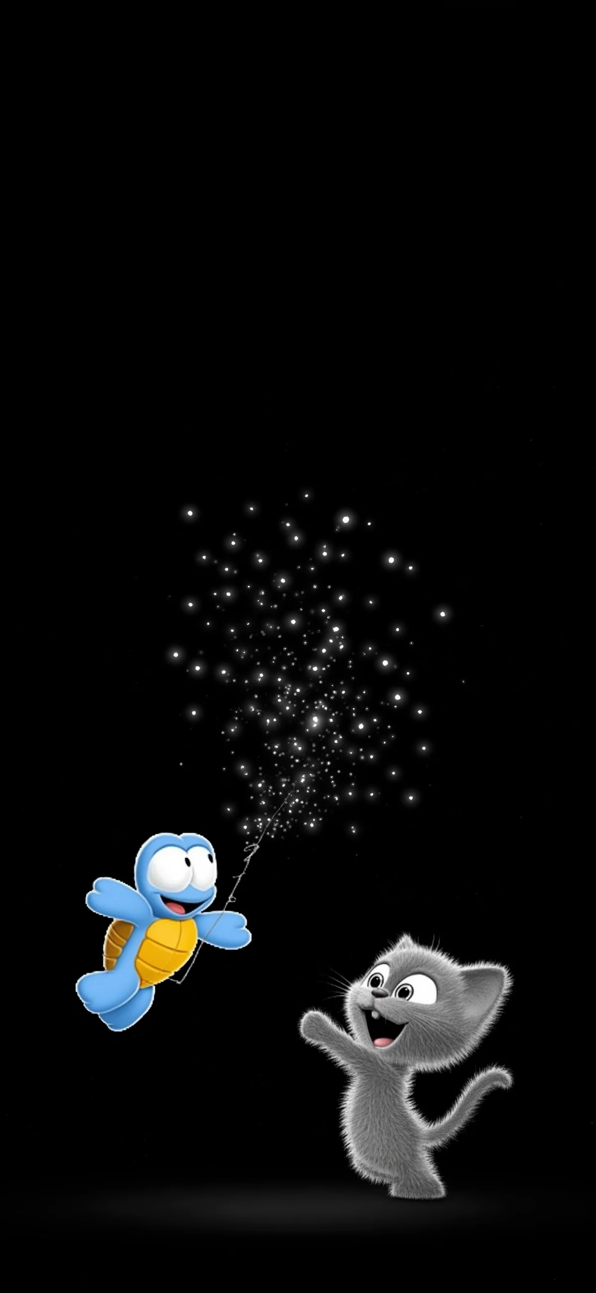 Cute Turtle and Cat Sparkle Dark Aesthetic 4K Wallpaper wallpaper - ios wallpapers | Picmaze
