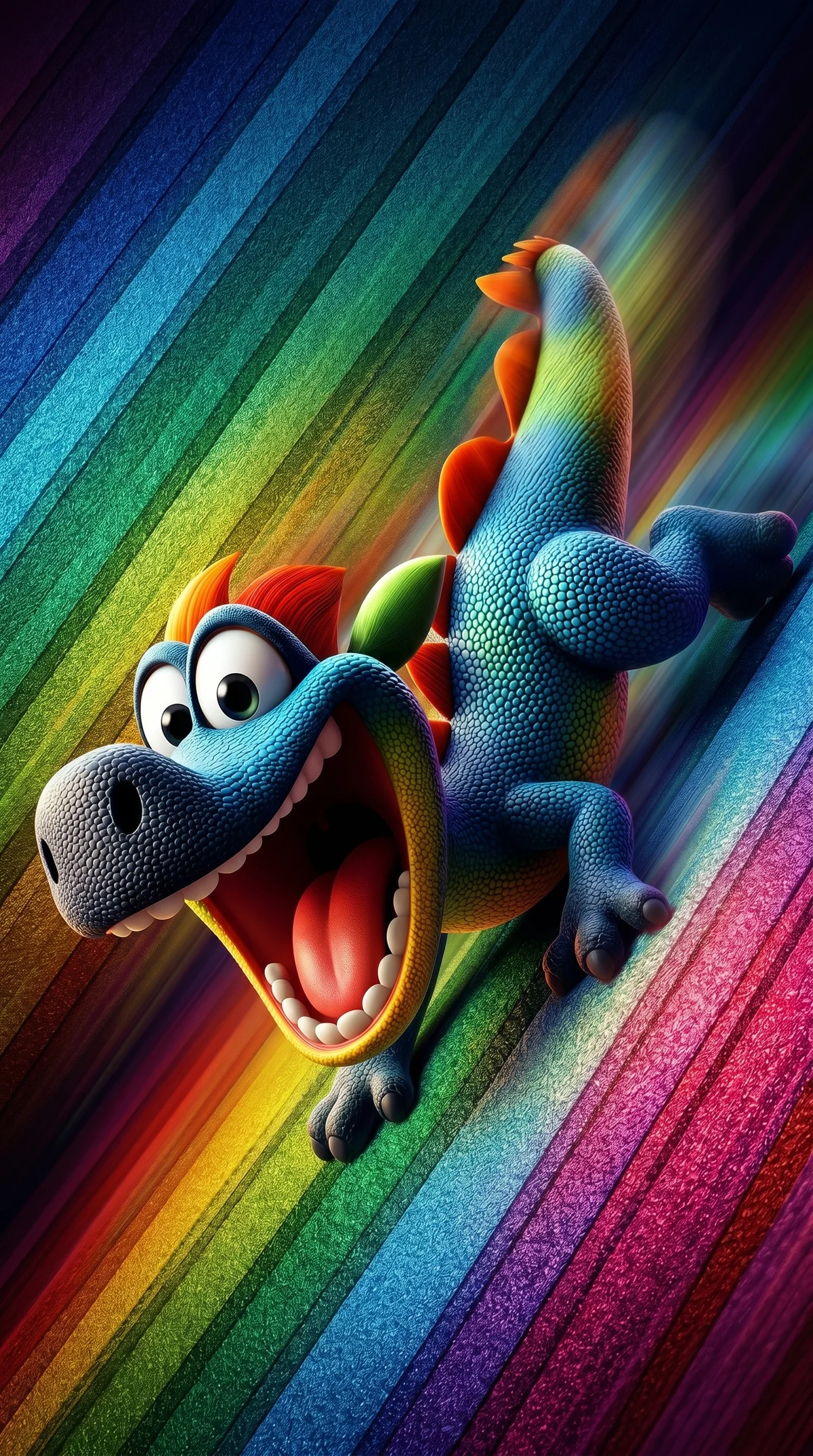 Funny Rainbow Dinosaur Wallpaper with Energetic Cartoon Art wallpaper - Fantasy Wallpaper | Picmaze