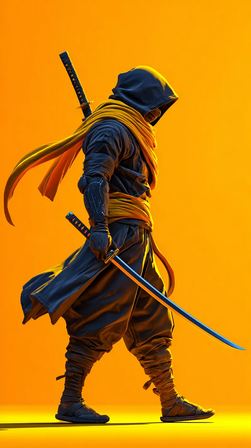 Golden Shadow Warrior Silhouette Mobile Wallpaper Wallpaper | Picmaze