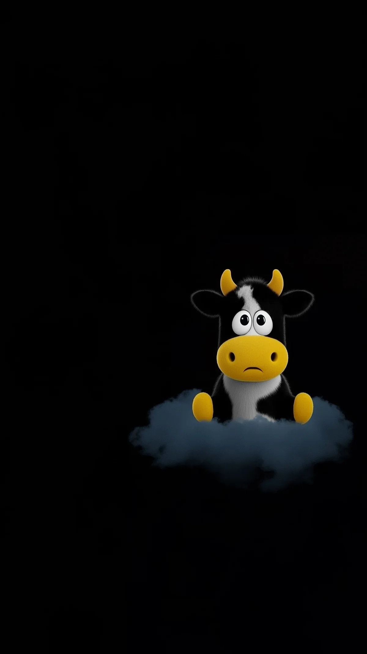 Sad Cute Cow Wallpaper Floating on Cloud Minimal Dark wallpaper - cow | Picmaze