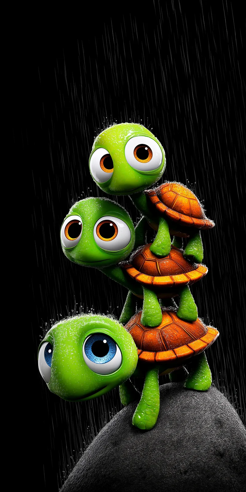 Cute Turtle Stack Rain Wallpaper 4K Dark Aesthetic - Turtle mobile Wallpaper | Picmaze