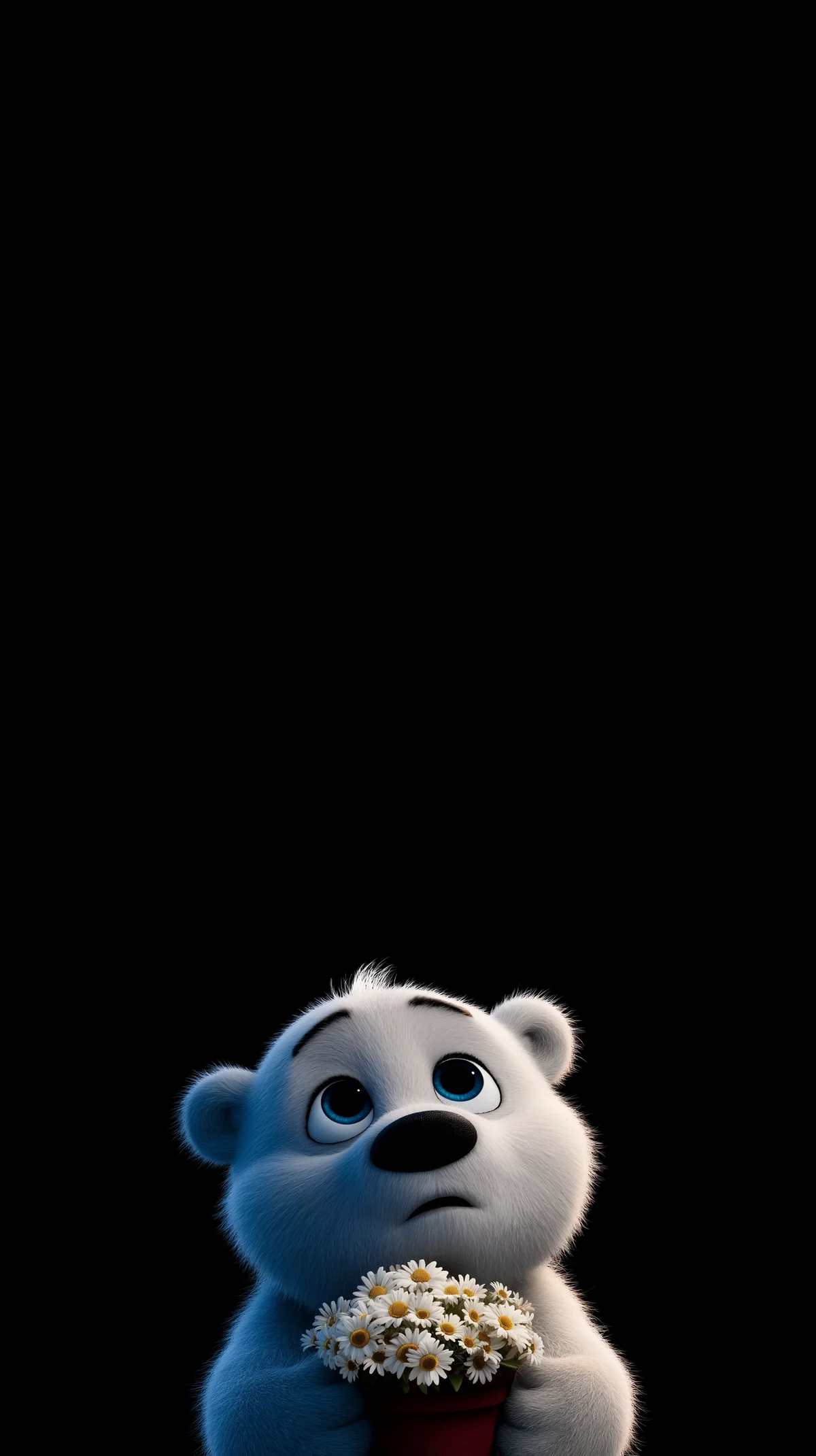 Cute White Bear With Daisies Dark AMOLED Wallpaper wallpaper - polar bear wallpapers | Picmaze